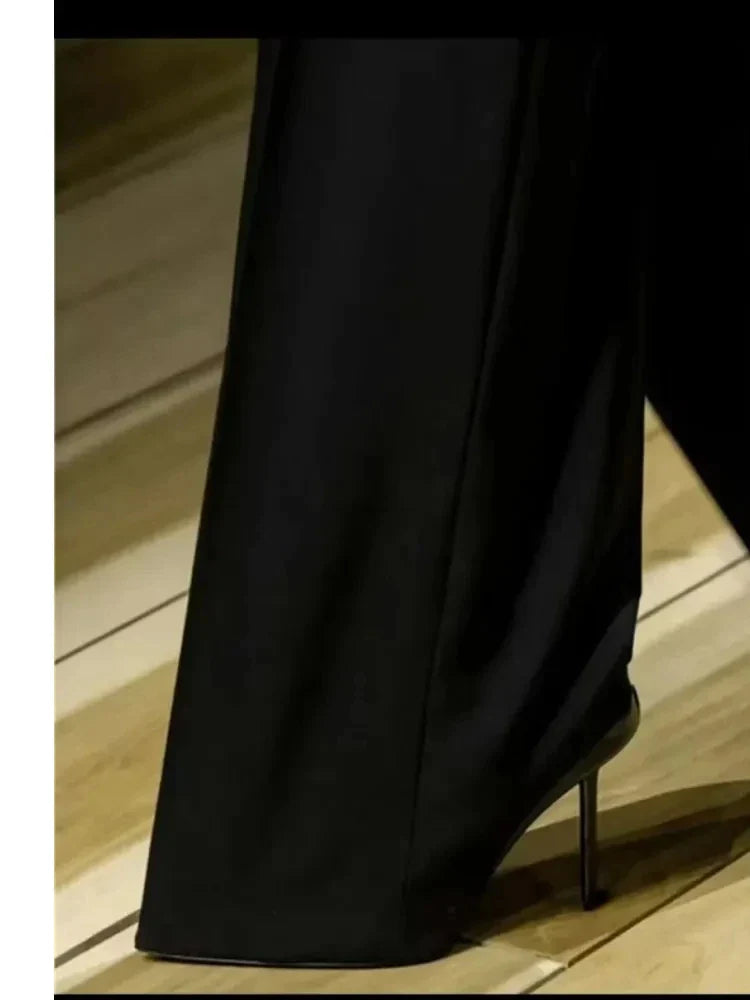 Autumn/Winter New Party High Heel Knee Length Women's Boots Fashion Genuine Leather Sleeve Medium Sleeve Women's Boots