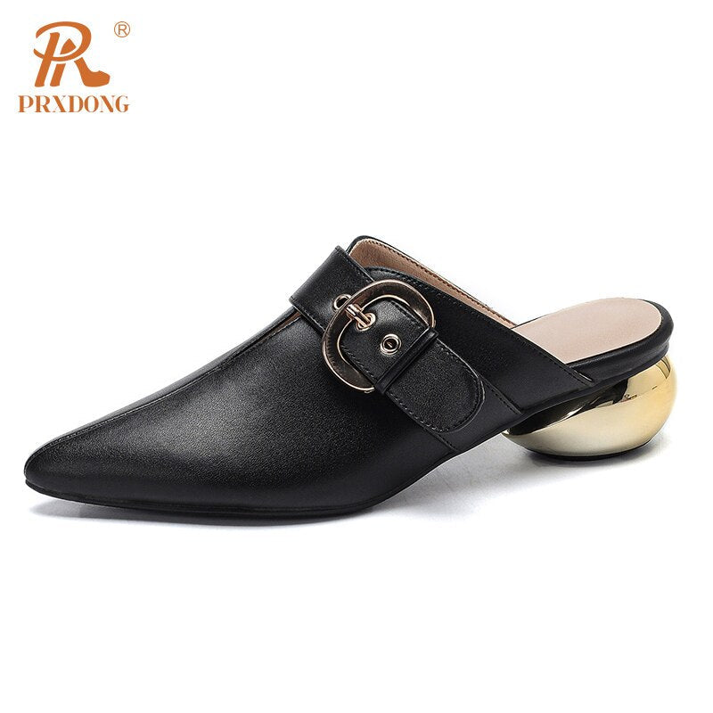 Classics Cross-tied Women's Pumps Genuine Leather Round Toe Platform Med Heels Retro Dress Party Casual Lady Shoes Footwear 42 black new