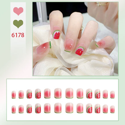 24pcs Lemon Short Wear Tips Nail False Patch Press on Nails Supplies for Professionals Artifical Fake Nails Faux Ongles Uñas