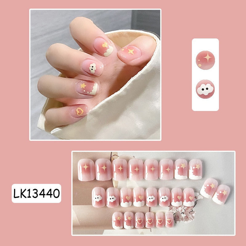 Y2k Fake Black Nail Long Ballet Reusable Adhesive Acrylic Press on set Nails Dark Acrylic Artificial False Nails Arts Tips 24pcs 13440