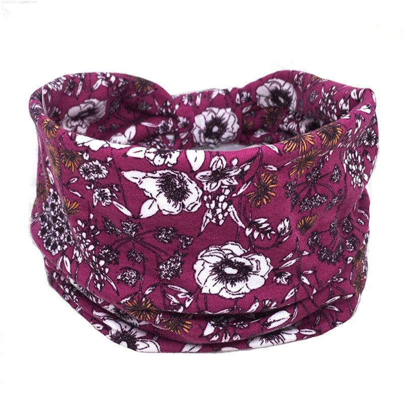Fashion Print Knoted Elastic Yoga Sport Casual Headbands Hair Accessories for Women Boho Stretch Turban Head Wrap Wide Hairband Pink