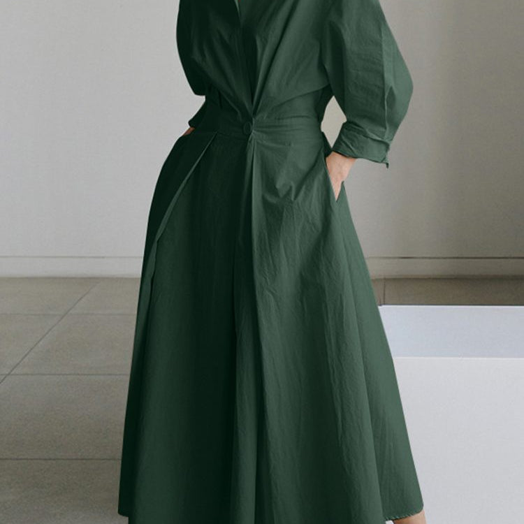 Oversized Elegant Women Spring Sundress ZANZEA Fashion Lapel Neck Long Sleeve Solid Long Shirt Dress OL Vestidos Robe Femme