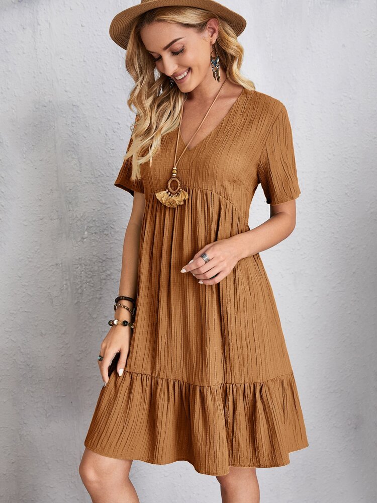 Summer Knee Length Dresses for Women 2023 New-In One-Piece Loose Casual Short Sleeve Dress Vintage Chic Maxi Midi Dress Outfits