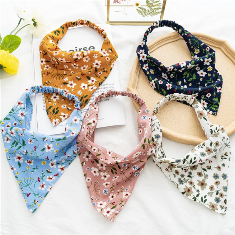 Chiffon Printing Flower Bandana Hair Scarf Headband for Women Vintage Long Ribbon Scrunchie Beach Bandanas Hair Accessories