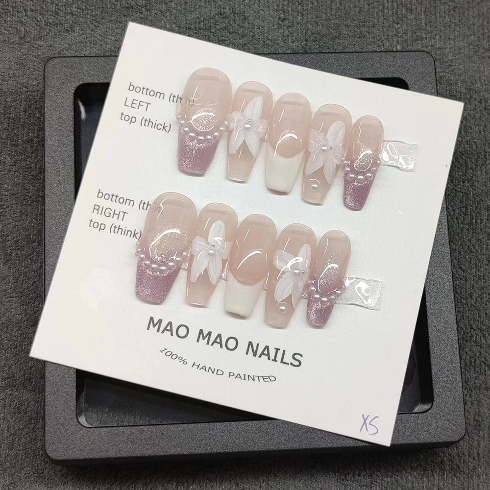 Nails Set Press On Pure Handmade Wearable Nails Love Butterfly Fashion Fake Nails Fake Nails Press On Nails Nail Accessories