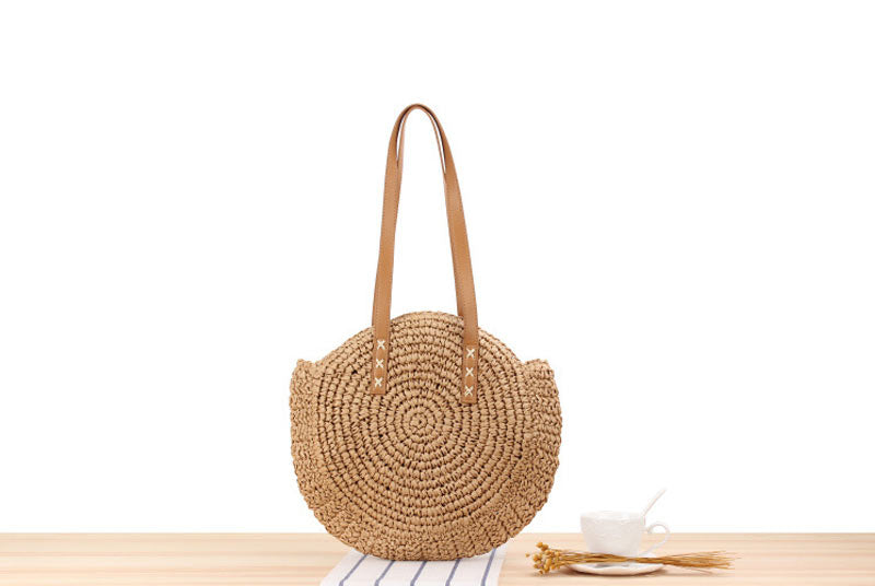 Round Straw Bags for Women Rattan Bag Handmade Woven Beach CrossBody Bag Female Message Handbag Totes C