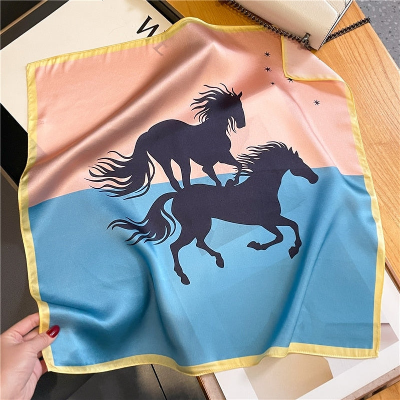 Classice 100% Silk Square Scarf Women Print Stripe Hair Band Wrist Foulard England Style Neckerchief Bandana Echarpe FZ226-2