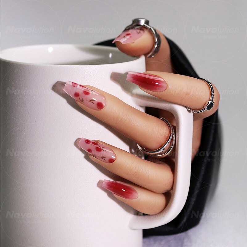 Navolution 24Pcs/Set DIY Manicure Wearable Fake Nails press on Detachable Finished Fingernails Ballet Square Head Almond Short 31