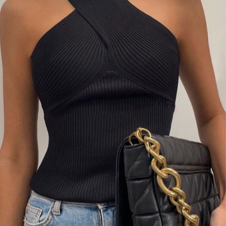Fashion Women Summer Solid Vest Sleeveless Shirt Muje Knitted Tops Casual Blouses Y2K Crop Cami Top