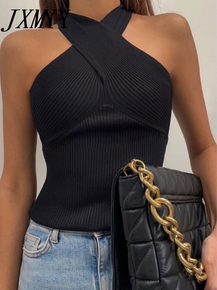 Fashion Women Summer Solid Vest Sleeveless Shirt Muje Knitted Tops Casual Blouses Y2K Crop Cami Top