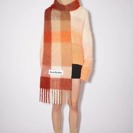 New Scarf Autumn and Winter Multicolor Thickened Plaid Scarf The Same Length Warm Shawl For Men and Women Scarves 47