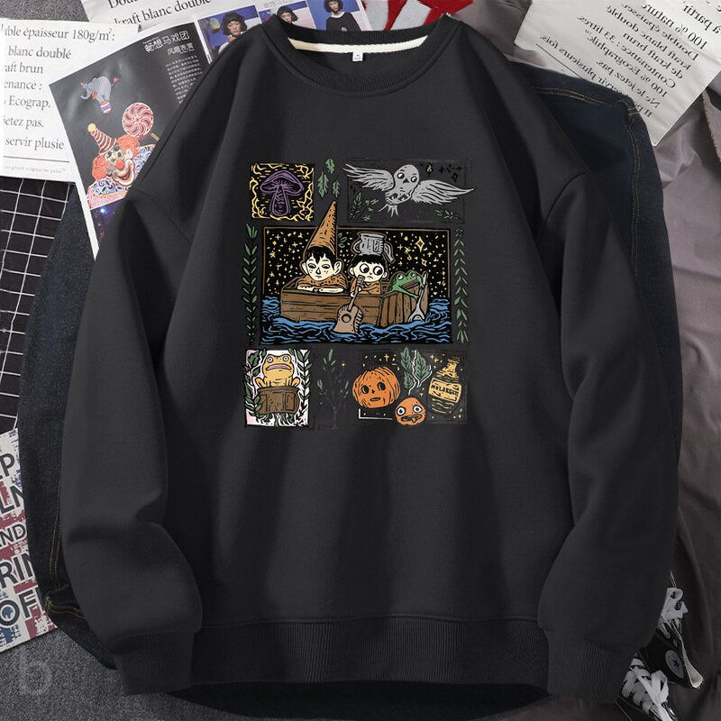 Vintage Harvest Festival Pottsfield Sweatshirt Hoodie Fall Halloween Pumkin Crewneck Sweatshirts Autumn Pullover Women Clothes black