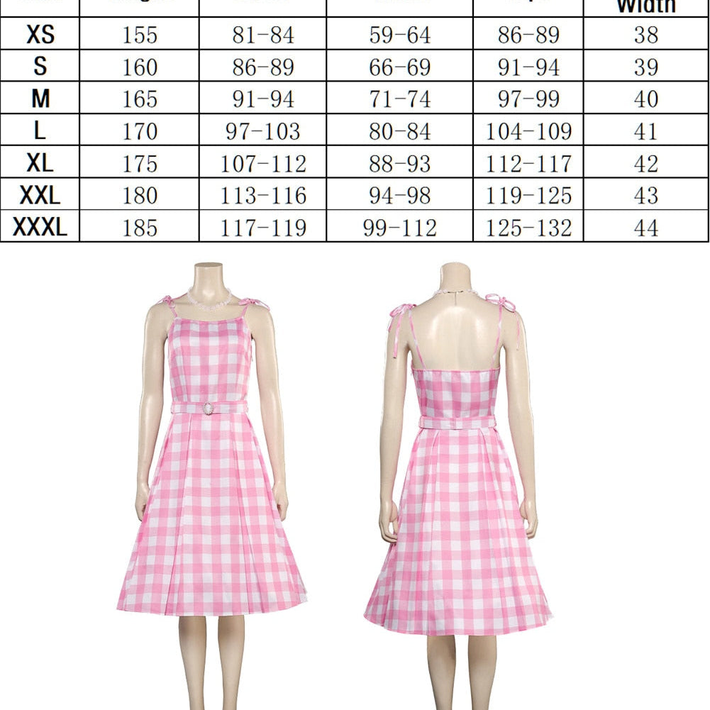 Margot Cosplay Pink Plaid Dress Up Hat Women Costume Movie Roleplay Fantasia Halloween Party Clothes For Disguise C