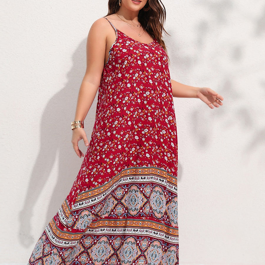 Finjani Women's Dress Plus Size Cami Dresses Summer Backless Maxi Dress Floral Print Formal Party Dresses 2023