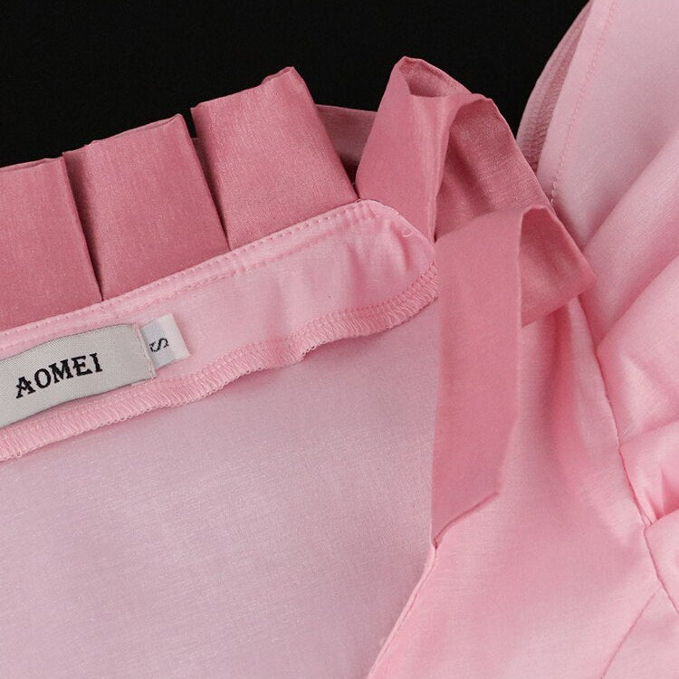 Party Sexy Pink Dresses Women High Slit Short Puff Sleeve Button Robes Celebrate Homecoming Event Outfits Summer Vestidos