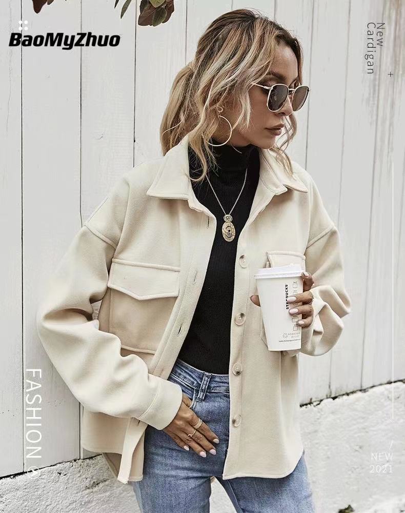 Women Jacket Office Autumn Female Vintage Pockets Trench Coat Winter Warm Jackets Branded Oversize Luxury Outerwear apricot