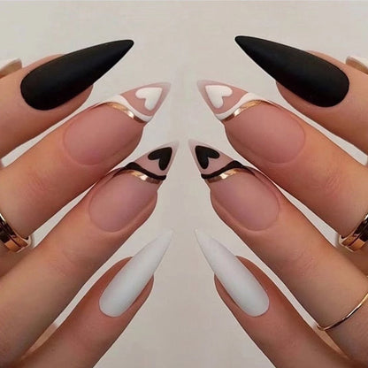 24Pcs/Set Fake Nails With Glue Full Cover Nail Tips Press On Med Nails DIY Manicure Oval Head False Nails Pink Almond Artificial