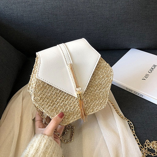 Summer Straw Handbag Wooden Handle Large Capacity Paper Rope Woven Straw Bag New Fashion Summer Vacation Travel Beach Bag white18