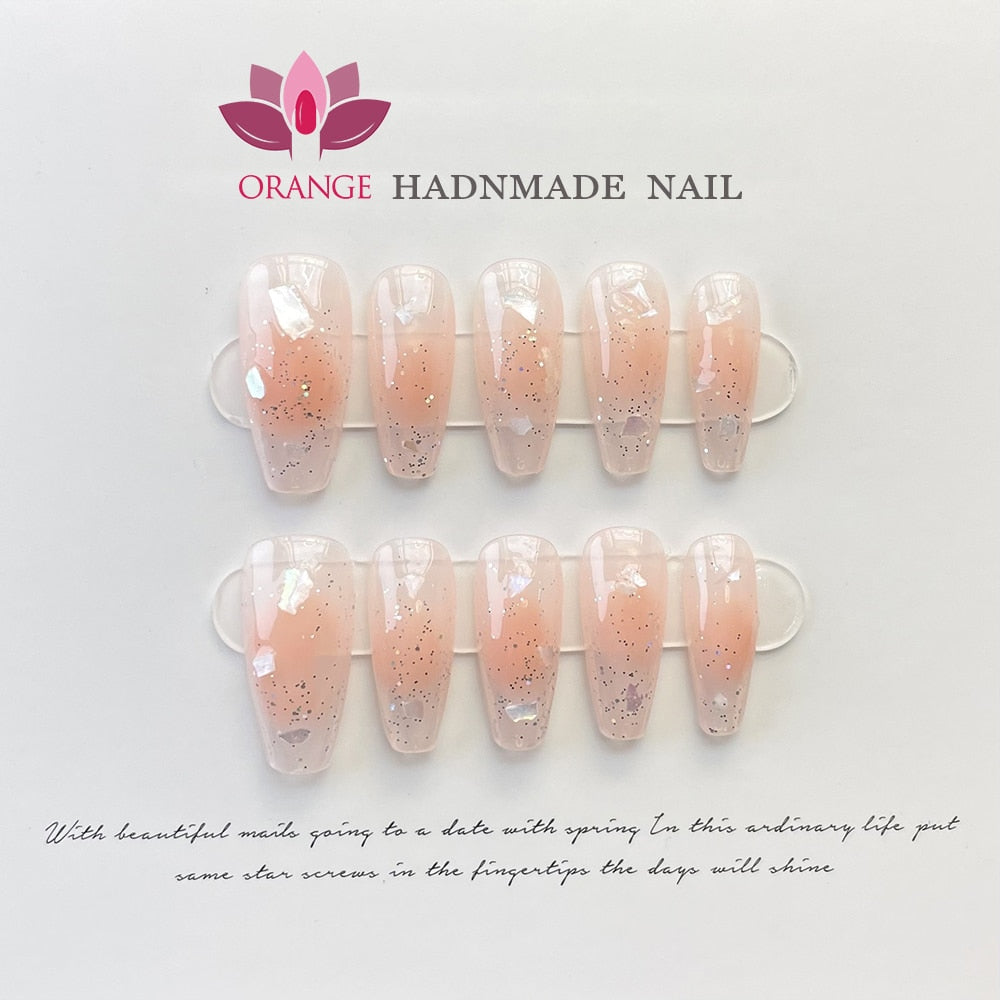 Press on Nails Tips Gel Full Cover With Design y2k False Nails Handmade Wearable Ballerina Medium Artificial Nail Spain