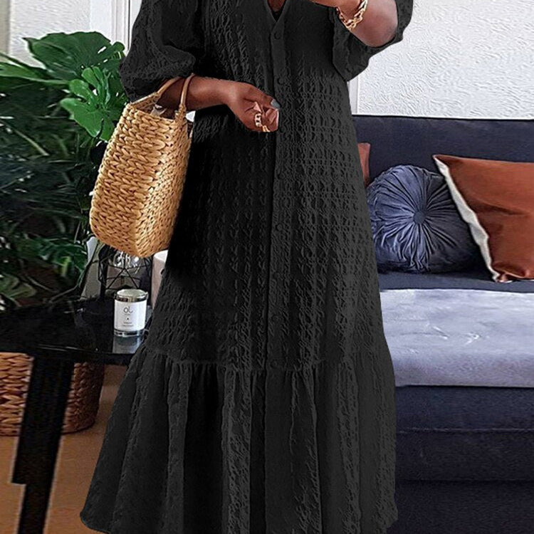 Plus Size 5XL VONDA Women Shirt Dress 2023 Summer Sexy V Neck Buttons Half Sleeve Long Maxi Vestidos Bohemian Elegant Party Robe