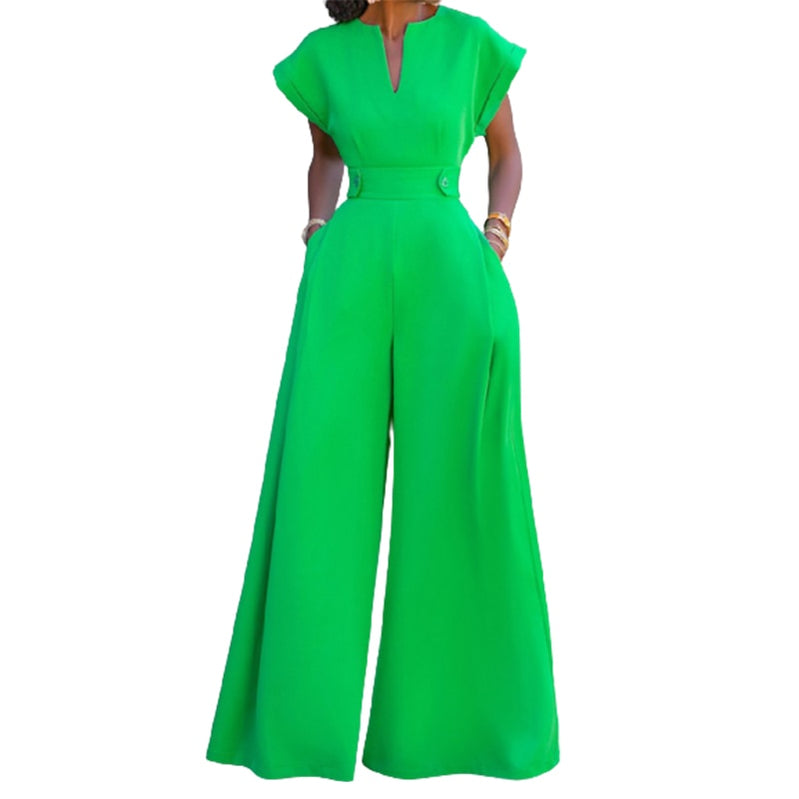 Yeezzi vrouwelijk elegante feest jumpsuit mode pet mouw solide kleur wide been zomer jumpsuits voor vrouwen 2023 nieuw