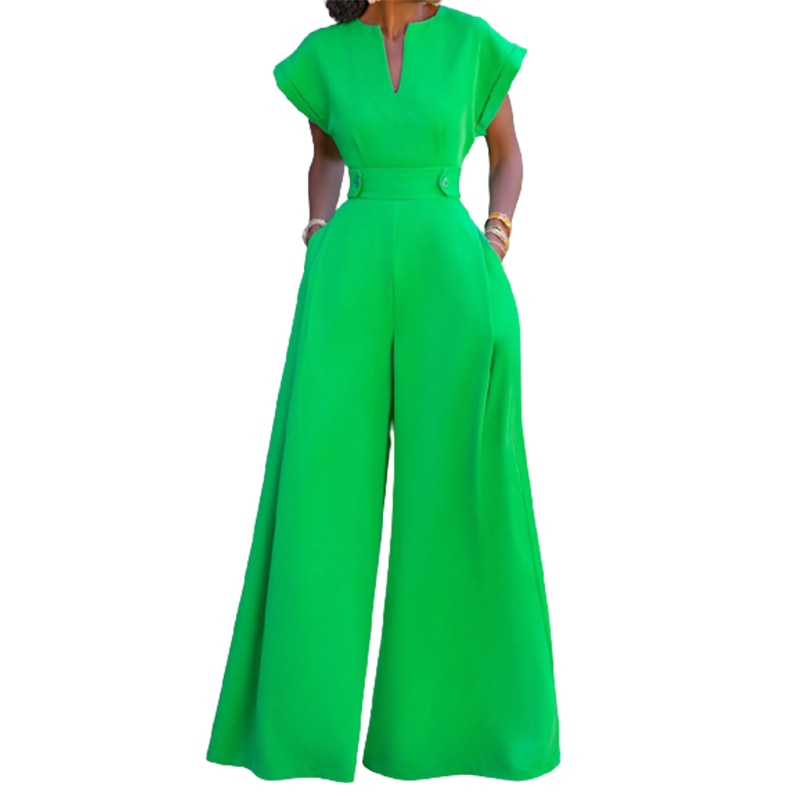 Yeezzi Female Elegant Party Jumpsuit Fashion Cap Sleeve Solid Color Wide Leg Summer Jumpsuits For Women New