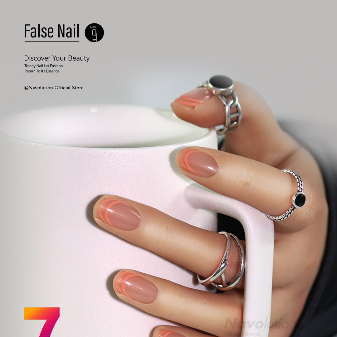 Navolution 24Pcs/Set DIY Manicure Wearable Fake Nails press on Detachable Finished Fingernails Ballet Square Head Almond Short 7