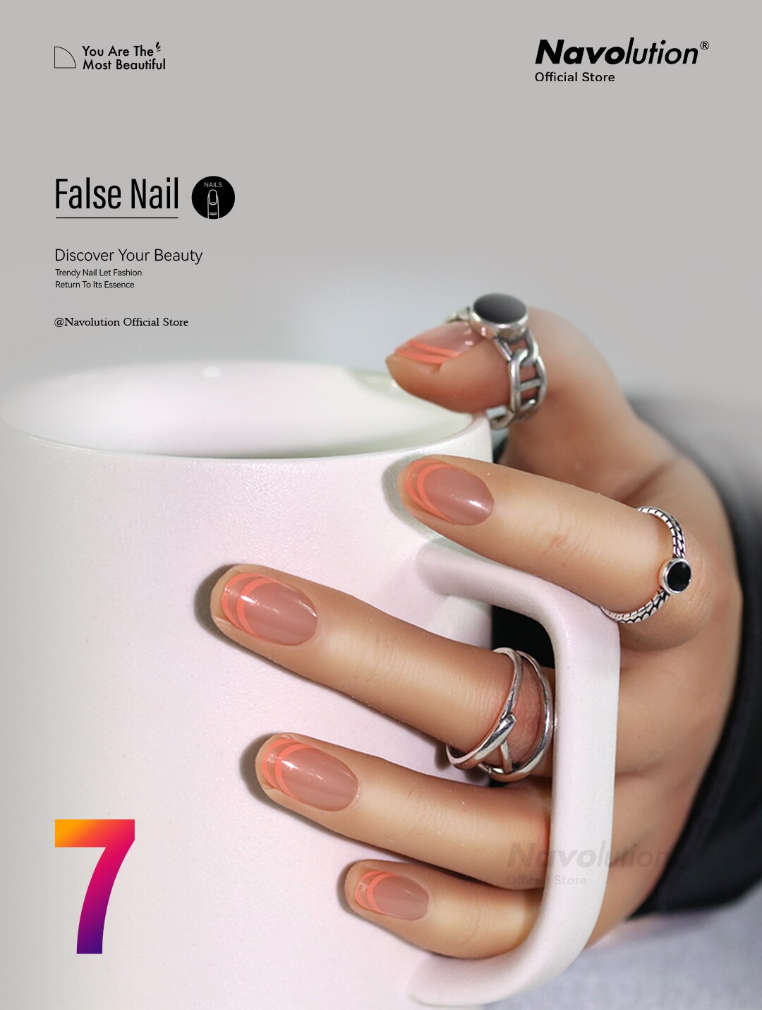 Navolution 24Pcs/Set DIY Manicure Wearable Fake Nails press on Detachable Finished Fingernails Ballet Square Head Almond Short 7