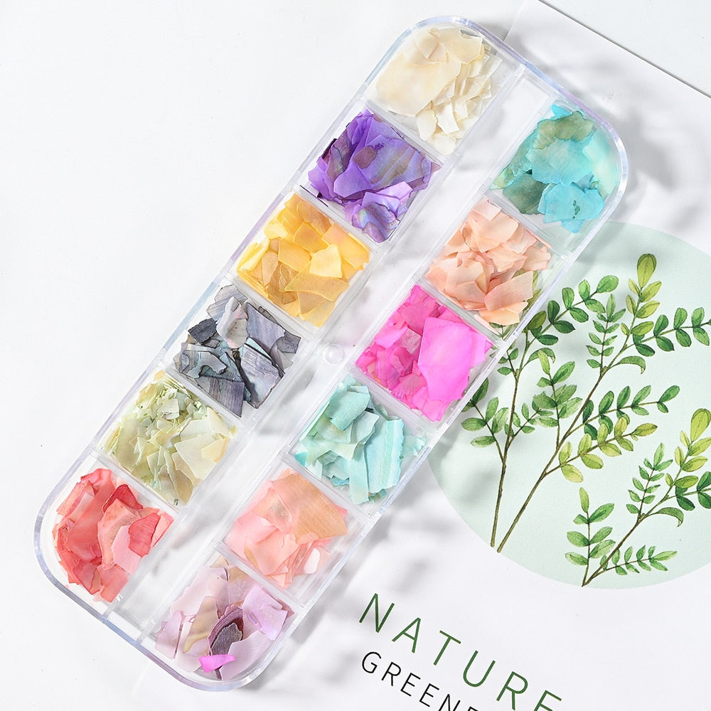 Nail Art Aurora Shell Flakes Abalone Nails Charms 3D Irregular Slice Shell Stone Sequins Nail Art Decoration Manicure Accessory PH029