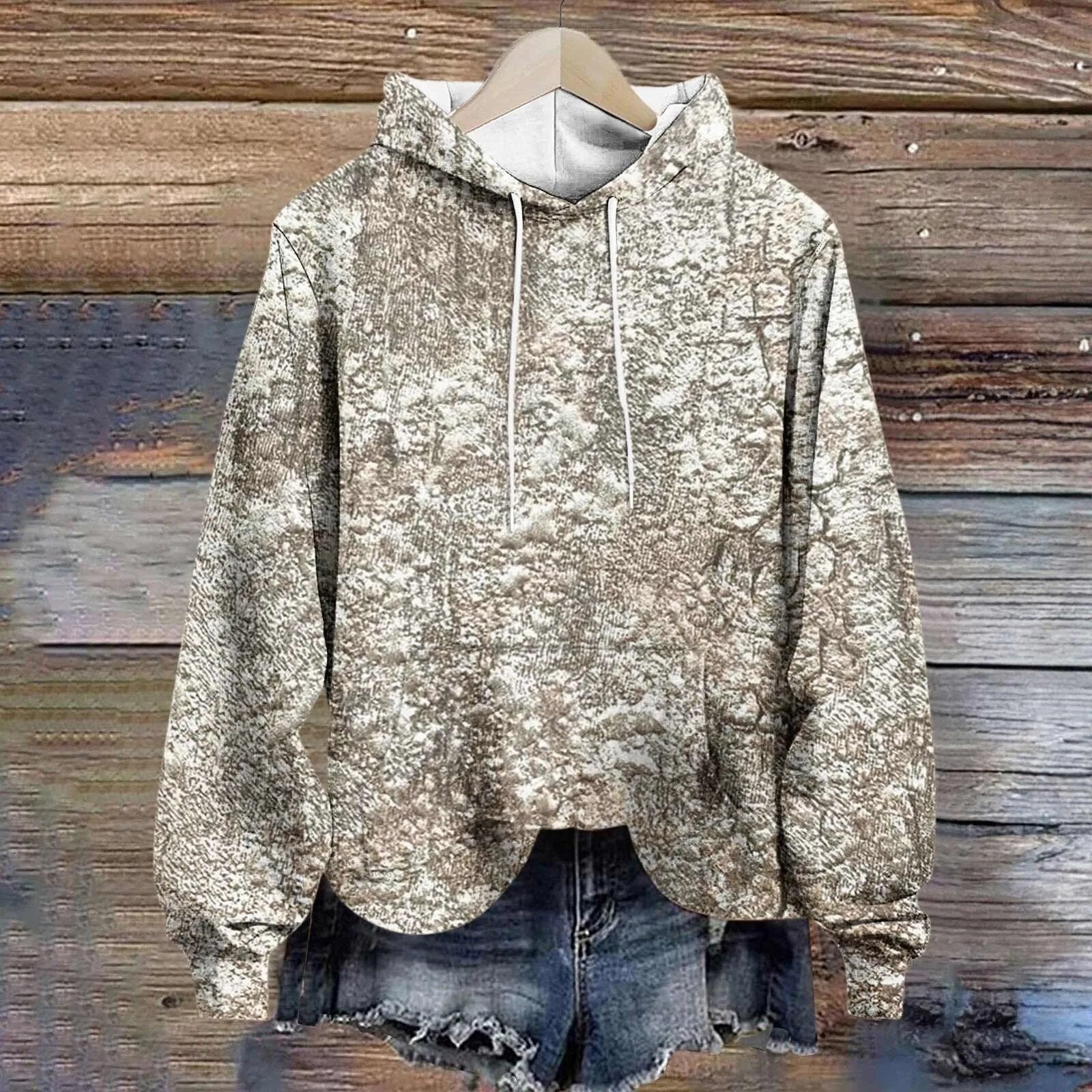 Women'S Sweatshirt Unique Hooded Women Pullover Winter Casual Long Sleeves Print Women Sweatshirts 빅사이즈 여성의류 Gray