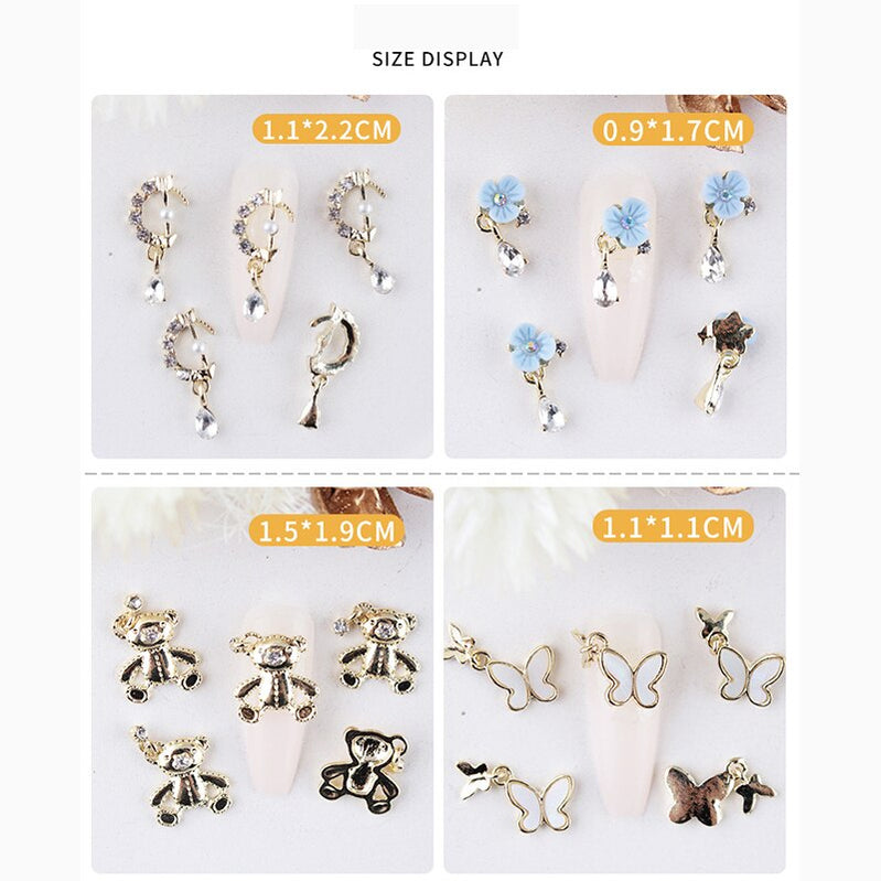 Nail Charms Pearl Decoration For Press On Fake Nail Accessories Pendant Super Sparkling Zircon Nail Parts Manicure Professionals