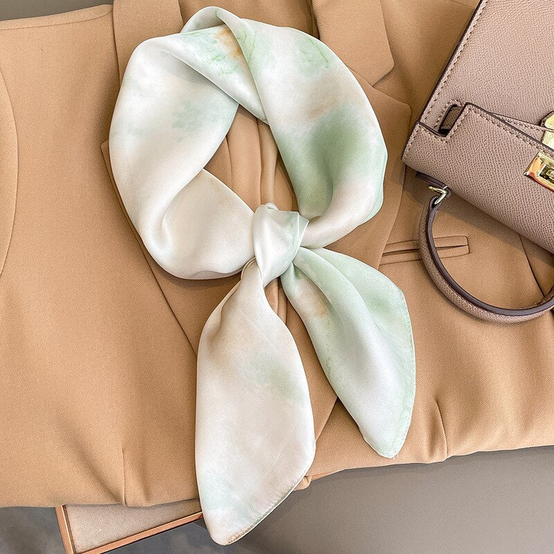 Luxury Silk Shawl Square Scarf for Women Satin Hijab Fashion Wraps Neckerchief Female Hair Bands Ribbon Headband Bandana 14
