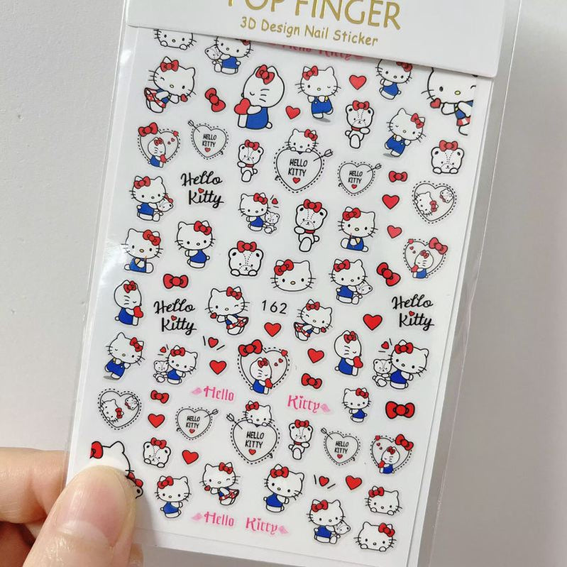 Sanrio 3D -klistermærker til negle Nail Art Supplies Cartoon Hello Kitty Cinnamoroll Nail Stickers Nail Decoration Anime Nail Decals