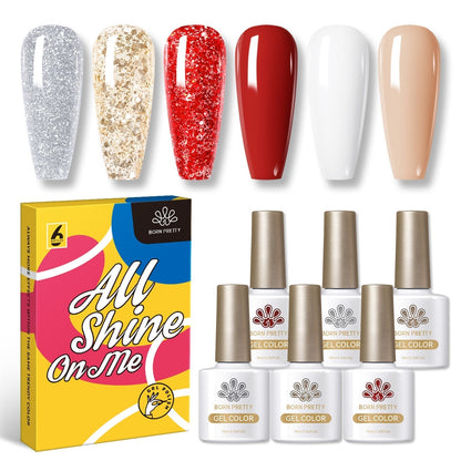 BORN PRETTY 10ml Nude Pink Gel 6PCS Nail Polish Set Milky Jelly Pink Transparent Serise Soak Off UV LED Nail Gel Varnish Kit