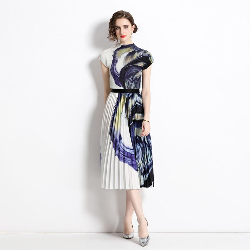 Summer Sets With Skirts Mid Length Suit for Women Slim Fit Two Piece Y2k Elegant Skirt Set Short Sleeve Vacation Outfits