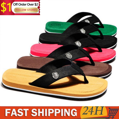 2023 Summer Slippers Men Flip Flops Beach Sandals Non-slip Casual Flat Shoes Slippers Indoor House Shoes for Men Outdoor Slides