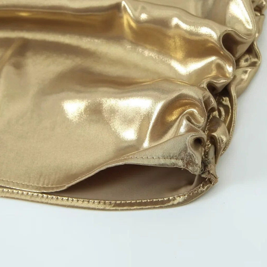 Women Metallic Glitter Hanging Neck Crop Top Y2K Fashion Sleeveless Ruched Top Summer Sexy Backless Slim Tops