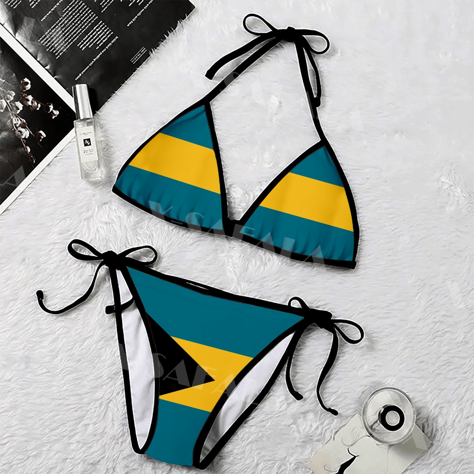 Vestindien Smukke Bahamas Flag 3D Print Women Micro Bikini Set Summer Beachwear Sexy Beach Bathing Suits