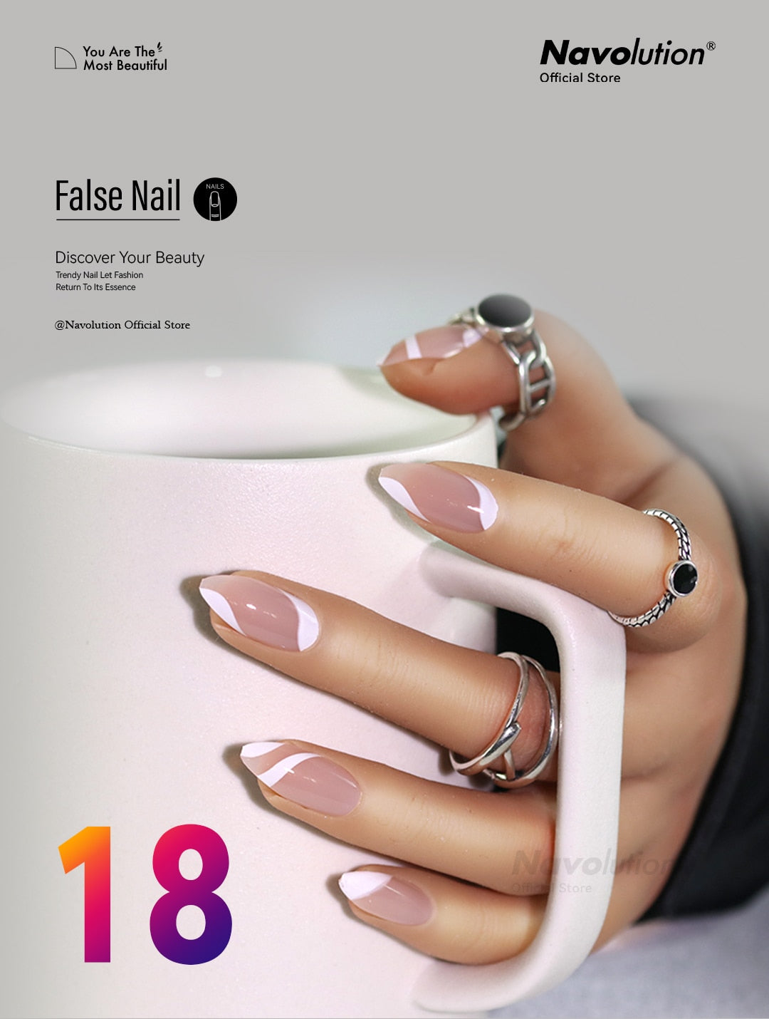 Navolution 24Pcs/Set DIY Manicure Wearable Fake Nails press on Detachable Finished Fingernails Ballet Square Head Almond Short 18