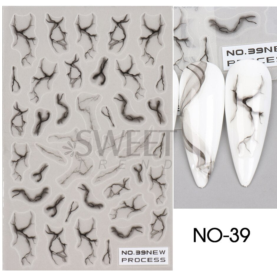 Snow Bird Winter Autumn Nail Art Stickers Maple Leaf Cotton Flower Fall Design Line Adhesive Sliders Manicure Decoration JINO-48 NO-39