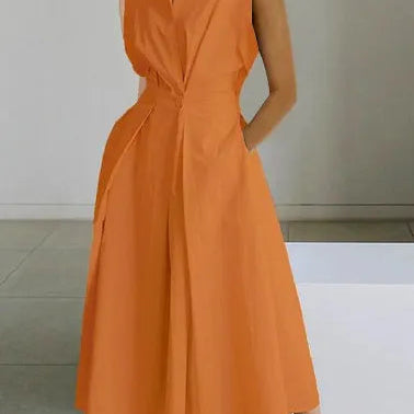 S-5XL Korean Fashion Long Sleeve Shirt Dress Chic Turndown Neck Ruched Maxi Dress Women Autumn Winter Clothes Streetwear Sleeveless-3