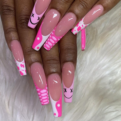 Fake Nails Heart Pattern Full Cover Fake Nails DIY Glue Press On Nails Nail Supplies For Professionals