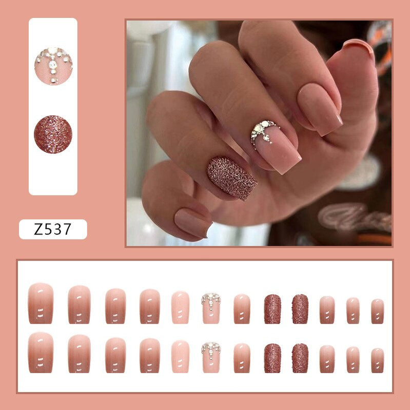 Reusable Adhesive Nail Short False Nails Press On Nails Tips Nails Fake Manicure With Glue Decorated False Nails Z537