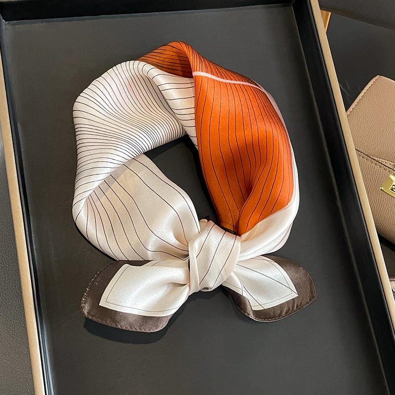 53cm Real Silk Nature Scarf Women Neckerchief Foulard Bandana Small Hairbands Fashion Floral Neck Ties for Office Lady New ZS-313 53x53cm