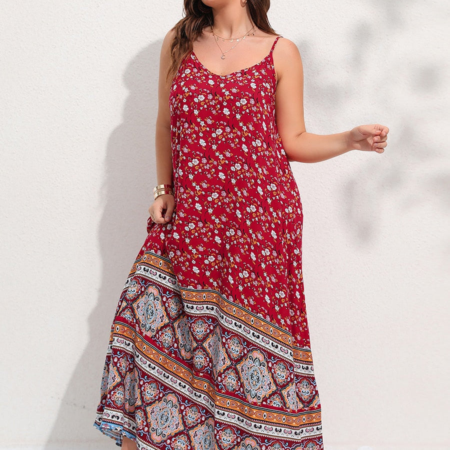 Finjani Women's Dress Plus Size Cami Dresses Summer Backless Maxi Dress Floral Print Formal Party Dresses 2023