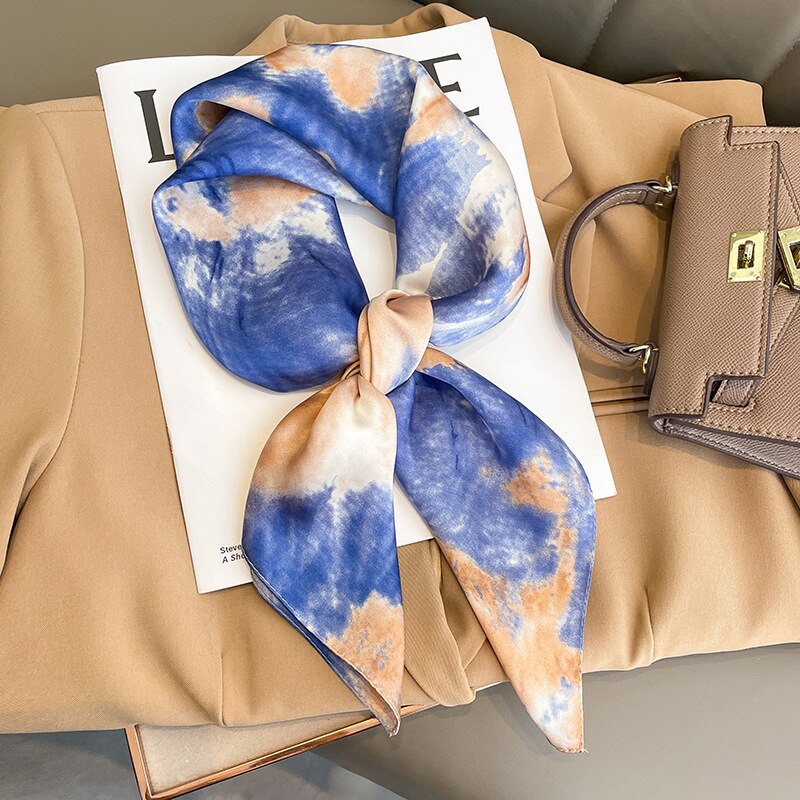 Luxury Silk Shawl Square Scarf for Women Satin Hijab Fashion Wraps Neckerchief Female Hair Bands Ribbon Headband Bandana 16