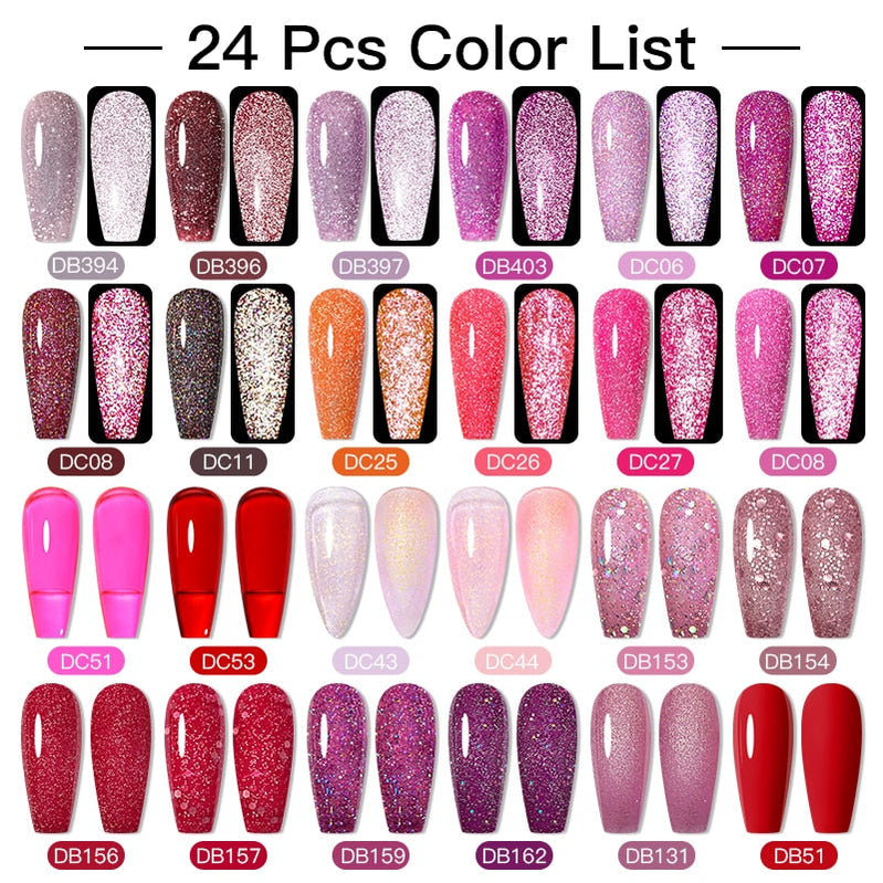 Mtssii 24/25/40/60PCS Gel Nail Polish Set Color Gel Semi Permanent UV Led Varnish Nail Art Design Soak Off Gel Set Nail Gel Set T24PCS-12