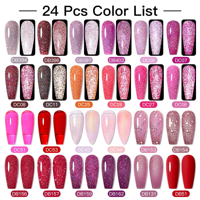 Mtssii 24/25/40/60PCS Gel Nail Polish Set Color Gel Semi Permanent UV Led Varnish Nail Art Design Soak Off Gel Set Nail Gel Set T24PCS-12