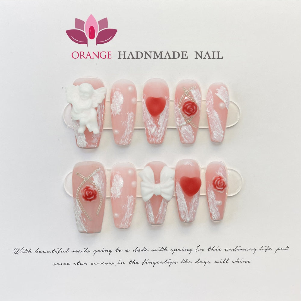Handmade Japanese Nails Set Press On Professional Decoration Nail Art Manicuree Wearable Artificial False Nails With Designed