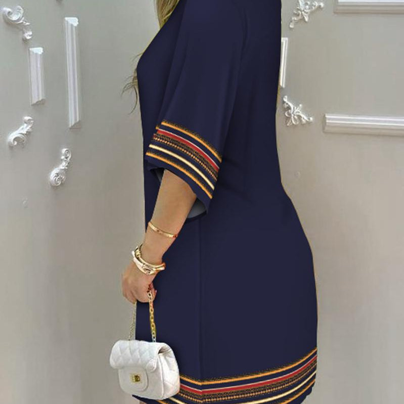 Women's Dress Summer Fashion Tropical Print Half Sleeve O-Neck Dresses Female Casual Party Beach Mini Loose Dress Vestidos